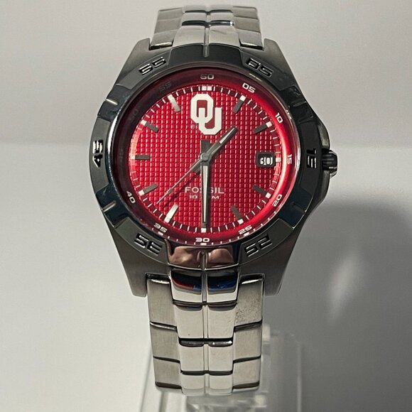 Oklahoma Sooners NCAA Stainless-Steel Watch by Fossil NEW (RARE) - Picture 2 of 8